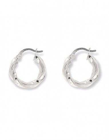 Orecchini Oro Bianco Cerchi Canna Intrecciata 16MM [31b9c73d]