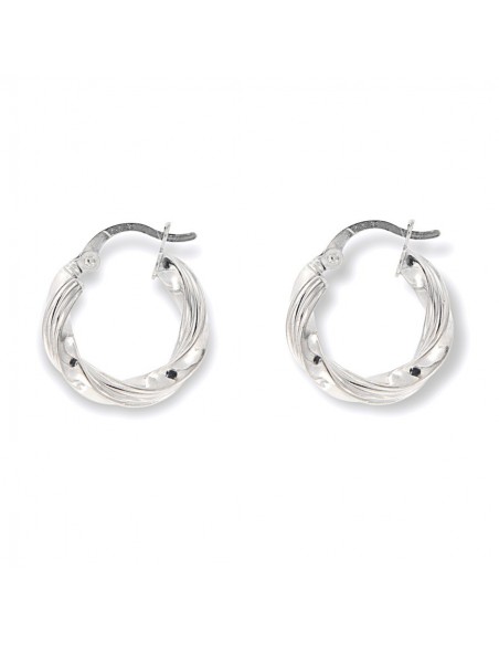 Orecchini Oro Bianco Cerchi Canna Intrecciata 16MM [31b9c73d]