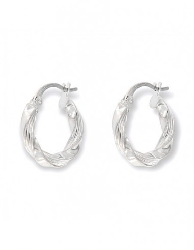 Orecchini Oro Bianco Cerchi Canna Intrecciata 16MM [34e98023]