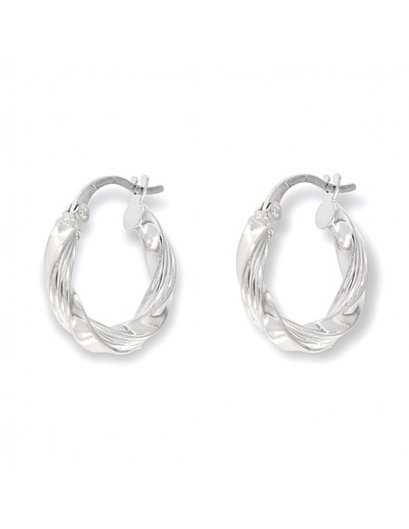 Orecchini Oro Bianco Cerchi Canna Intrecciata 16MM [34e98023]