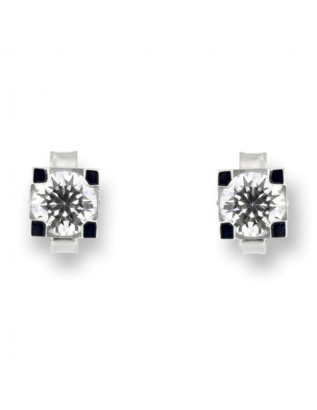 Orecchini Oro Bianco Punto Luce 4MM Quadrato [cdb9a3f4]