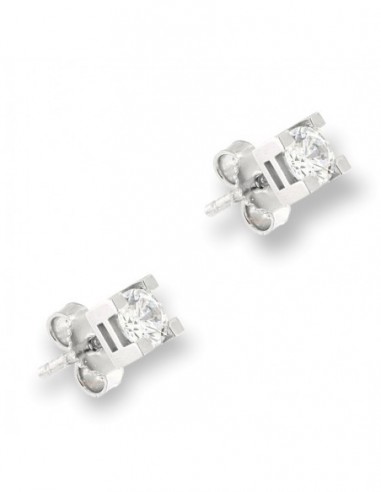 Orecchini Oro Bianco Punto Luce 4MM Quadrato [944fd53d]