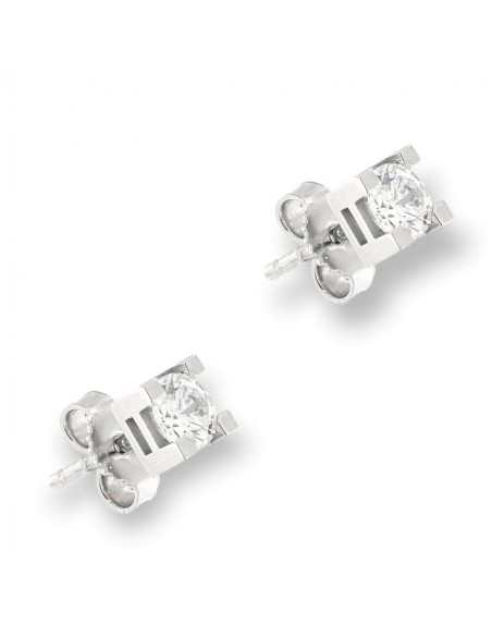 Orecchini Oro Bianco Punto Luce 4MM Quadrato [944fd53d]