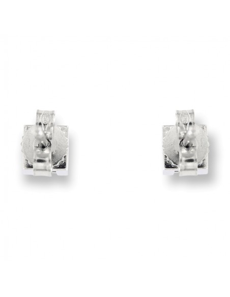 Orecchini Oro Bianco Punto Luce 4MM Quadrato [23521439]