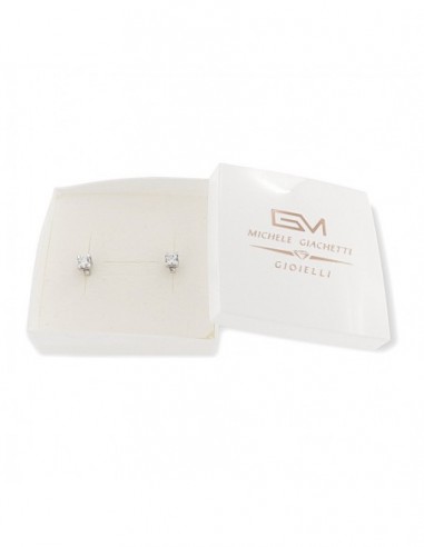 Orecchini Oro Bianco Punto Luce 4MM Quadrato [26025327]