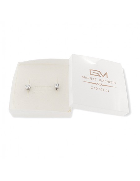 Orecchini Oro Bianco Punto Luce 4MM Quadrato [26025327]