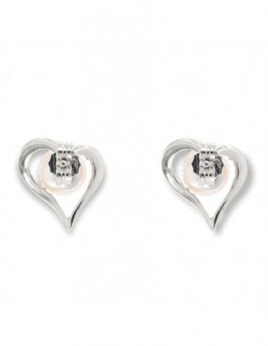 Orecchini Oro Bianco Cuore Con Zirconi E Perla [5152015e]