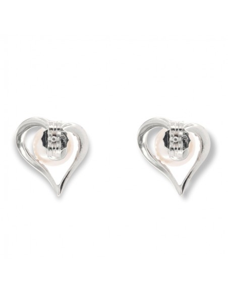 Orecchini Oro Bianco Cuore Con Zirconi E Perla [5152015e]