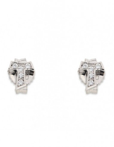 Orecchini Oro Bianco Crocetta Zirconi Bianchi [a6bc5d61]