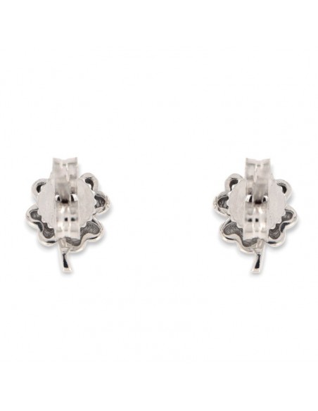 Orecchini Oro Bianco Quadrifoglio 3D [5c503693]