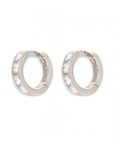 Orecchini Oro Bianco Cerchi 5 Zirconi Bianchi 10MM [13781386]