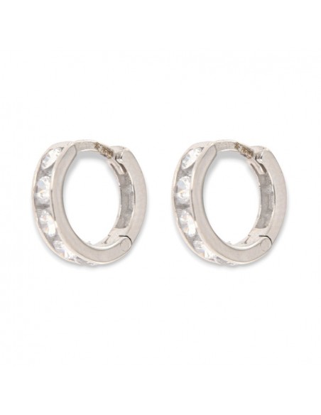 Orecchini Oro Bianco Cerchi 5 Zirconi Bianchi 10MM [13781386]