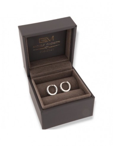 Orecchini Oro Bianco Cerchi 5 Zirconi Bianchi 10MM [a465d282]