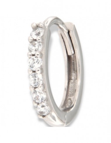 Orecchino Oro Bianco Cerchio 6 Zirconi Bianchi 12M [d6621c6a]