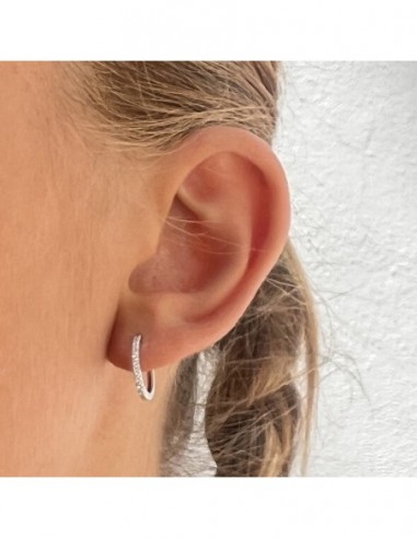 Orecchino Oro Bianco Cerchio 6 Zirconi Bianchi 12M [28c0fc9e]