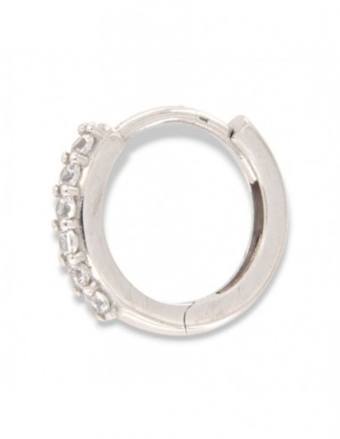 Orecchino Oro Bianco Cerchio 6 Zirconi Bianchi 12M [9a8d7a84]