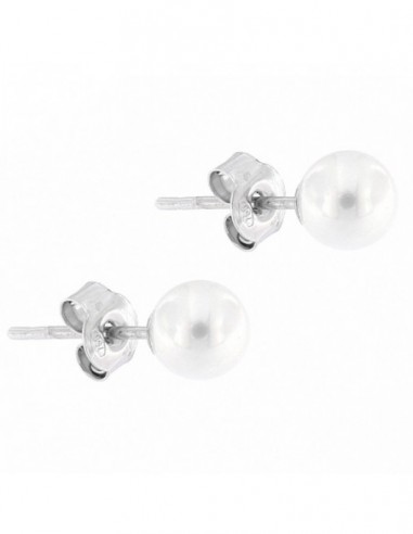 Orecchini Oro Bianco Perla Acqua Dolce 5MM [67445ed1]