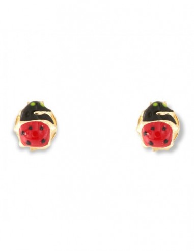 Orecchini Oro Giallo Coccinella Smaltata 1,20GR [35e7ba52]