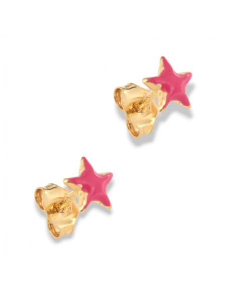 Orecchini Oro Giallo Stelle Smaltate Rosa 0,35GR [2826569b]