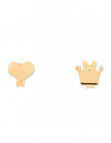 Orecchini Oro Giallo Cuore/Corona Bidimensionale [cd22bd4e]