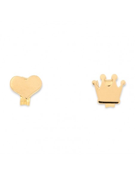 Orecchini Oro Giallo Cuore/Corona Bidimensionale [cd22bd4e]