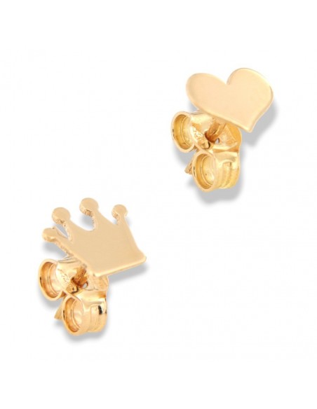Orecchini Oro Giallo Cuore/Corona Bidimensionale [a9814f4a]