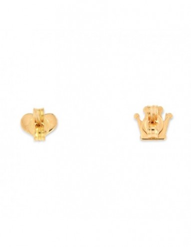 Orecchini Oro Giallo Cuore/Corona Bidimensionale [acd10854]