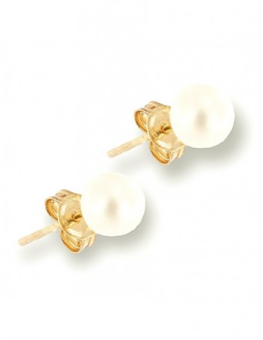 Orecchini Oro Giallo Perla Lisce Bianche 4MM [67f916bb]