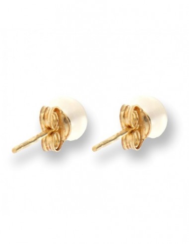 Orecchini Oro Giallo Perla Lisce Bianche 4MM [d0e4d7bf]