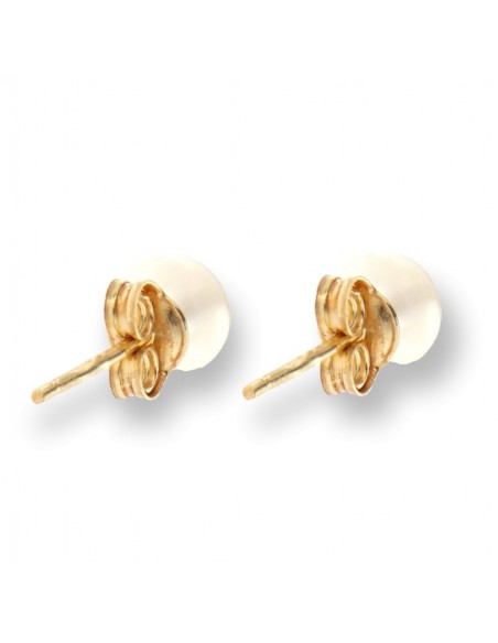 Orecchini Oro Giallo Perla Lisce Bianche 4MM [d0e4d7bf]