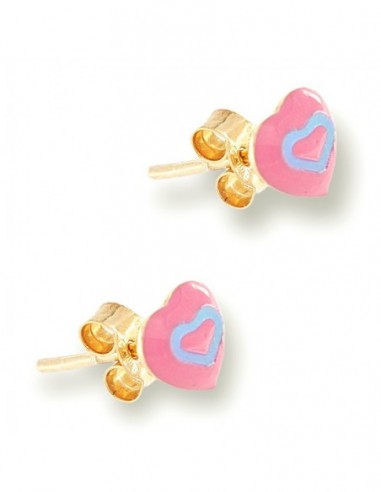 Orecchini Oro Giallo Cuore Rosa [7b4b74bc]
