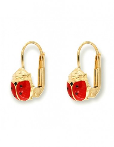 Orecchini Oro Giallo Coccinella Smaltata 9MM [70c52e79]