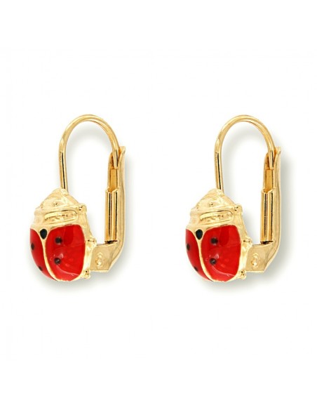 Orecchini Oro Giallo Coccinella Smaltata 9MM [70c52e79]