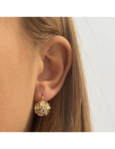Orecchini Oro Giallo Piastra Tonda 12MM Zircone [ccd11960]