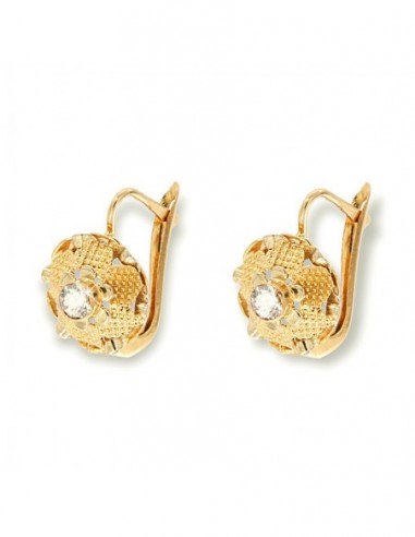 Orecchini Oro Giallo Piastra Tonda 12MM Zircone [7e9c9f7a]
