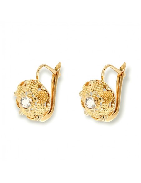 Orecchini Oro Giallo Piastra Tonda 12MM Zircone [7e9c9f7a]