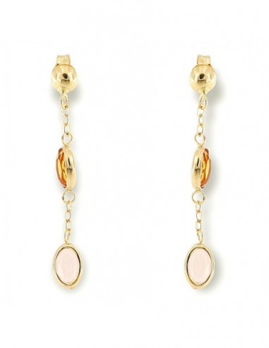 Orecchini Oro Giallo Pendenti Quarzo Rosa Topazio [aae7ea8a]