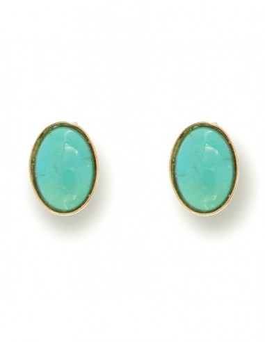Orecchini Oro Giallo Turchese Ovale Verde Acqua [3a376511]