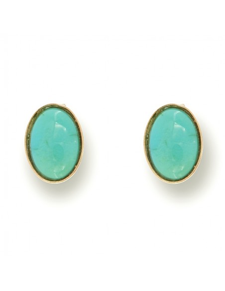Orecchini Oro Giallo Turchese Ovale Verde Acqua [3a376511]