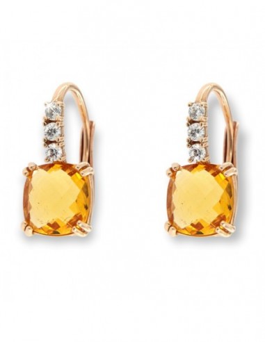 Orecchini Oro Rosa Monachina Quarzo Giallo [e311261c]