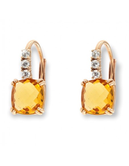 Orecchini Oro Rosa Monachina Quarzo Giallo [e311261c]