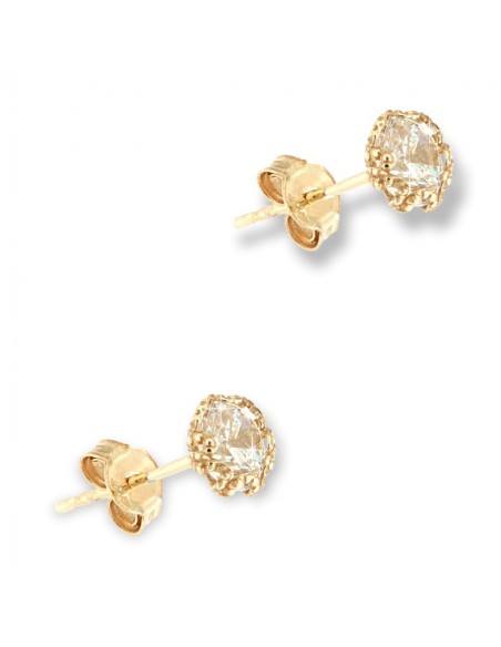 Orecchini Oro Giallo Punto Luce Zircone Bianco 4MM [a3eec086]