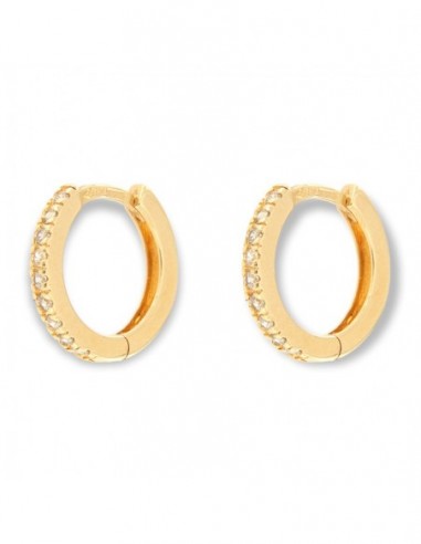 Orecchini Oro Giallo Cerchi 13MM Zirconi Bianchi [935fd983]