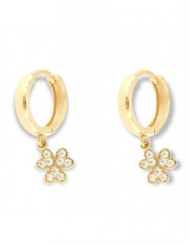 Orecchini Oro Giallo Cerchi Pendente Con Zirconi [3f67220f]