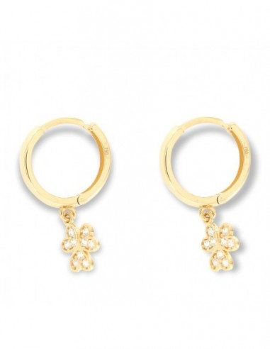 Orecchini Oro Giallo Cerchi Pendente Con Zirconi [adb77185]