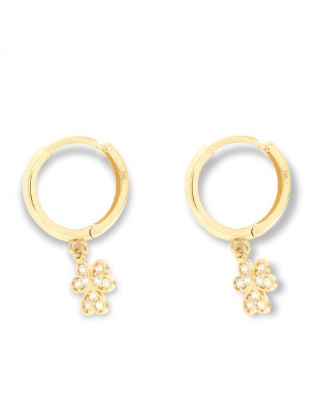 Orecchini Oro Giallo Cerchi Pendente Con Zirconi [adb77185]