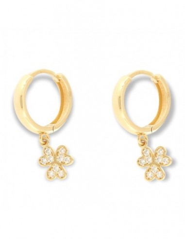 Orecchini Oro Giallo Cerchi Pendente Con Zirconi [1aaab081]