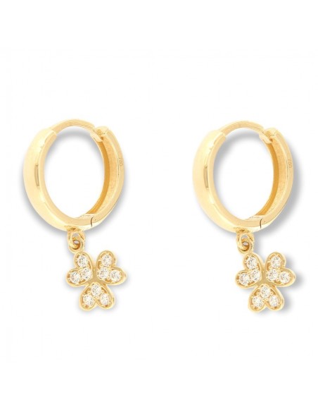 Orecchini Oro Giallo Cerchi Pendente Con Zirconi [1aaab081]