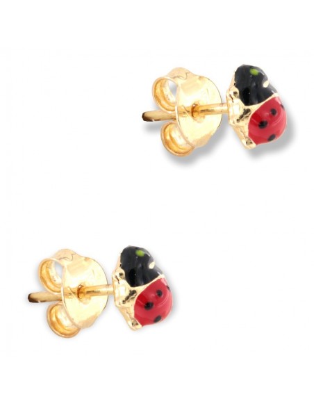 Orecchini Oro Giallo Coccinella Smaltata [3025a68b]