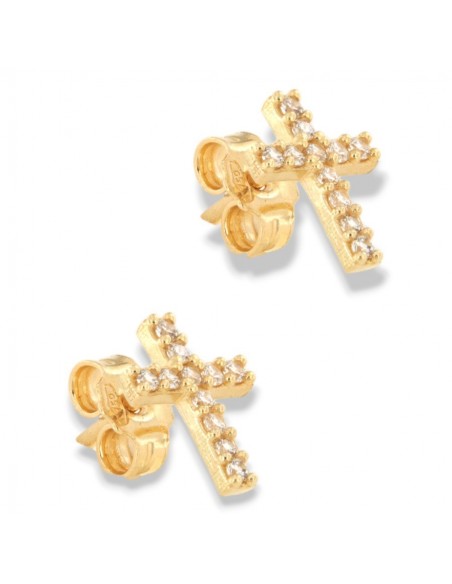 Orecchini Oro Giallo Croci Zirconi Bianchi [a3696c5e]